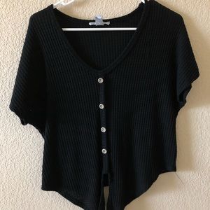 Black tie in front knot top